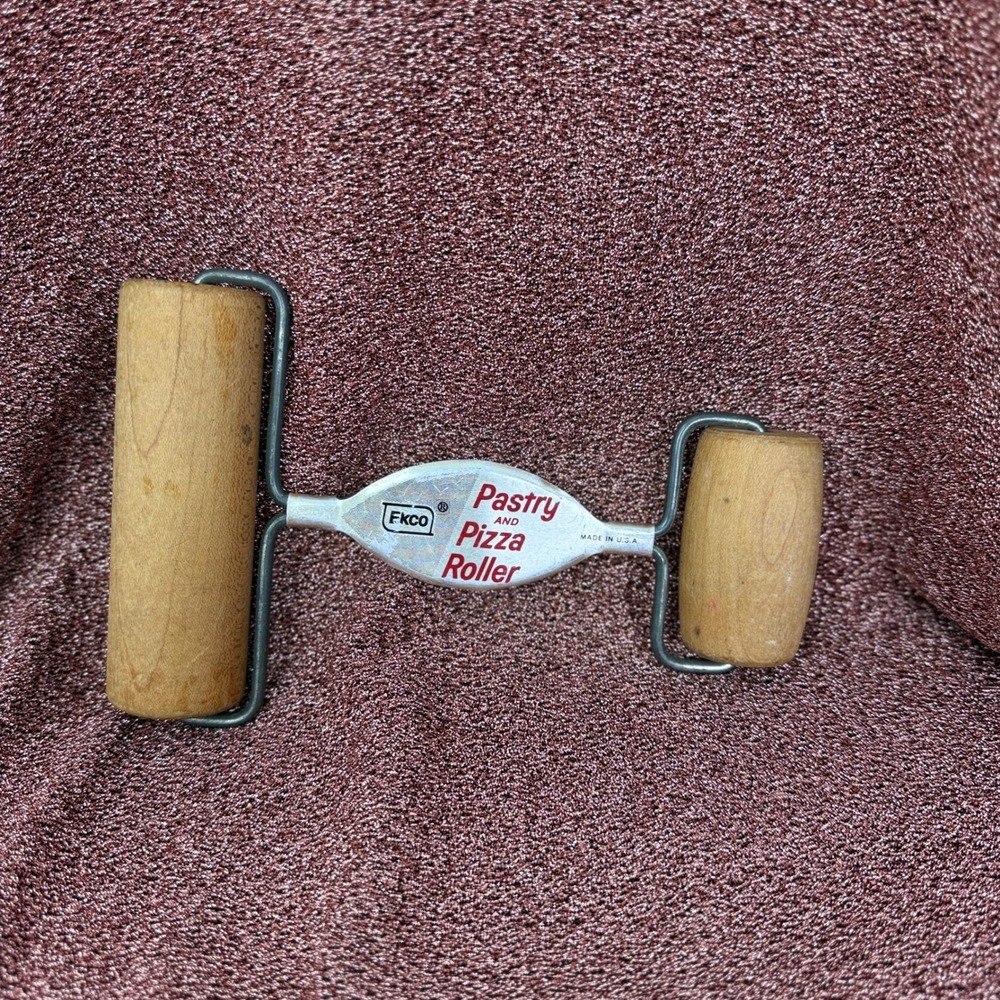 Vintage FKCO Pastry and Pizza Roller Wood Handles Kitchenā Utensil USA Made